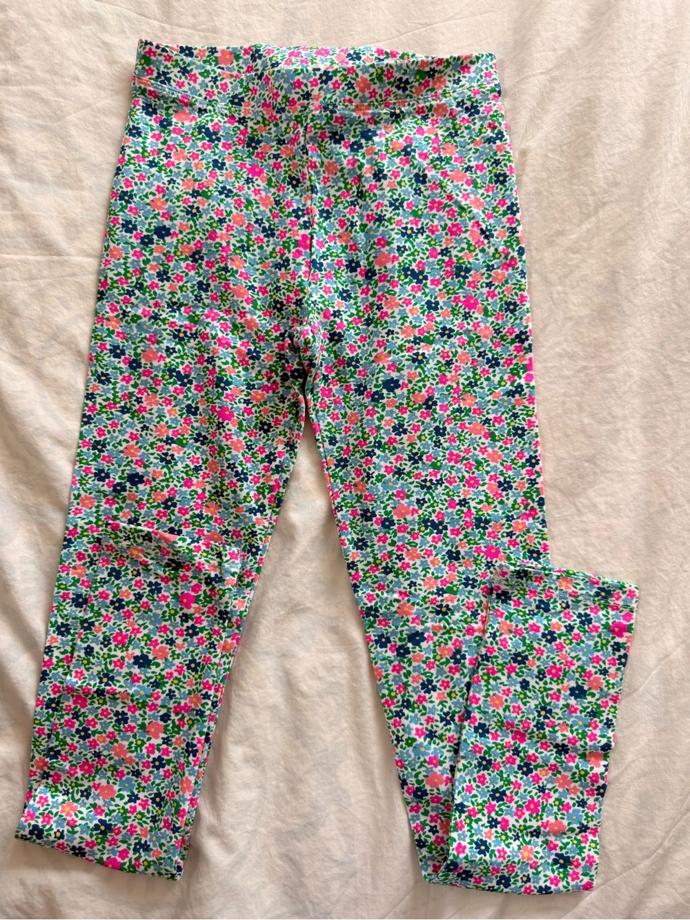 Crewcuts Floral Print Capri Leggings - Pink, Green & Blue